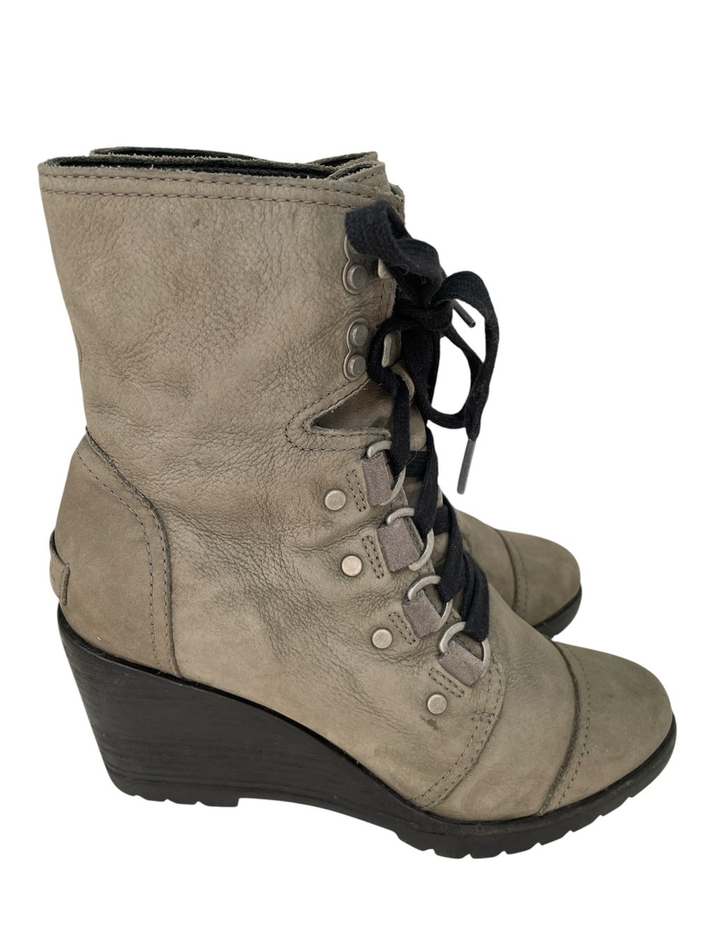 SOREL BOOTS Lace up Wedge Heel After Hours Mid Calf Size 6.5 NL2964-052